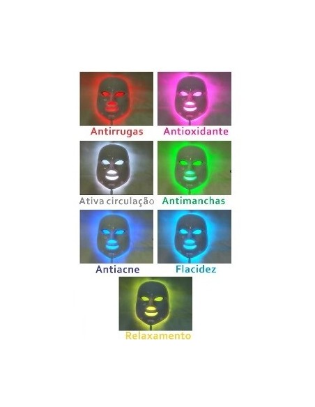 MASCARA DE FOTOTERAPIA DE LEDS 7 CORES | Virtualvantagem | VRT.002.00114