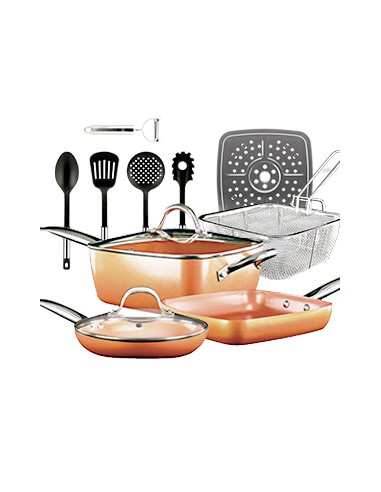 TREM DE COZINHA 12 PEÇAS COBRE | Virtualvantagem | VRT.007.00018