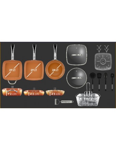 TREM DE COZINHA 12 PEÇAS COBRE | Virtualvantagem | VRT.007.00018