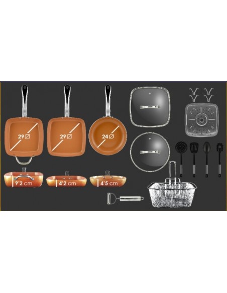 TREM DE COZINHA 12 PEÇAS COBRE | Virtualvantagem | VRT.007.00018