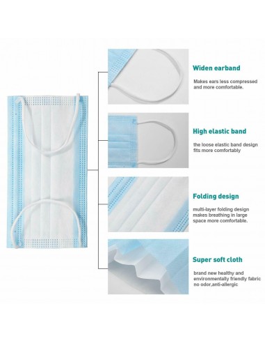 50 x MASCARAS CIRÚRGICAS PROTEÇÃO TRÊS CAMADAS | Virtualvantagem | VRT.009.00010