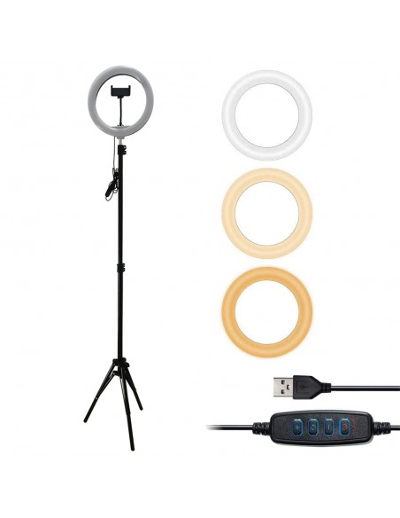 RING LIGHT COM TRIPÉ 26CM E COMANDO | Virtualvantagem | VRT.008.00012