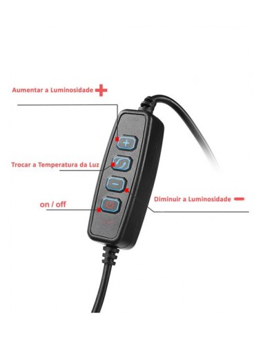 RING LIGHT COM TRIPÉ 26CM E COMANDO | Virtualvantagem | VRT.008.00012