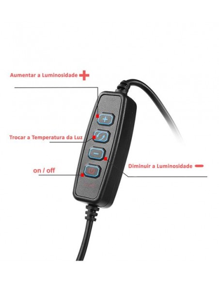 RING LIGHT COM TRIPÉ 26CM E COMANDO | Virtualvantagem | VRT.008.00012