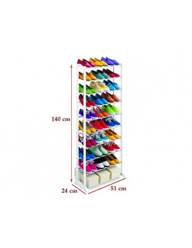 ESTANTE DE SAPATOS DE METAL 30 PARES BRANCA | Virtualvantagem | VRT.007.00145