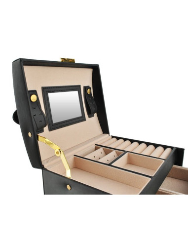 BAÚ GUARDA JOIAS COM ESPELHO PRETO