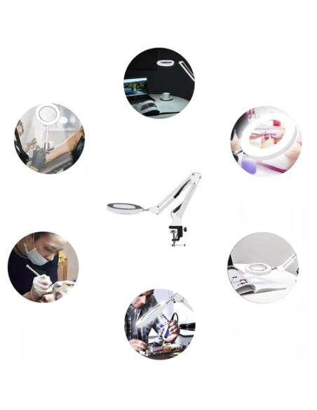 CANDEEIRO COM LUPA E LUZ LED 